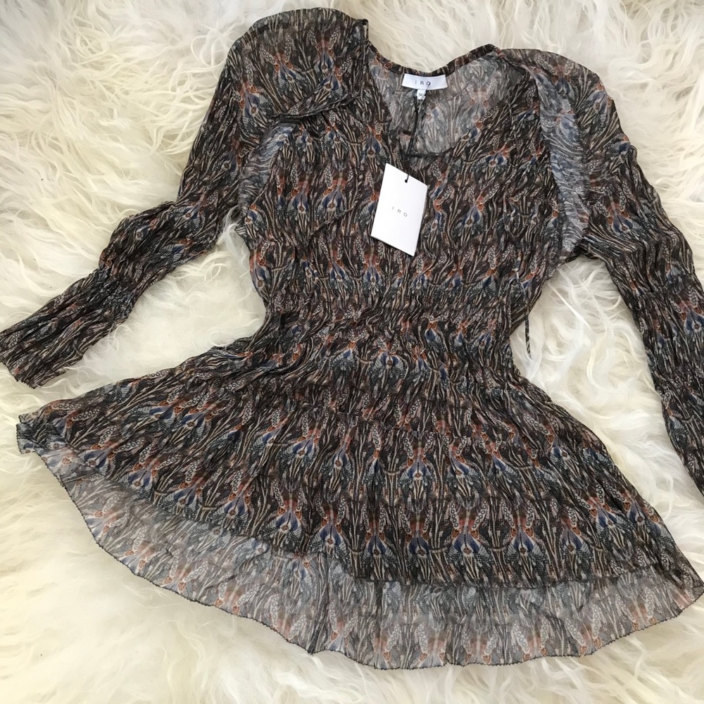 IRO Janie Bell Sleeve Ruffle Printed Blouse - Picture 8 of 8